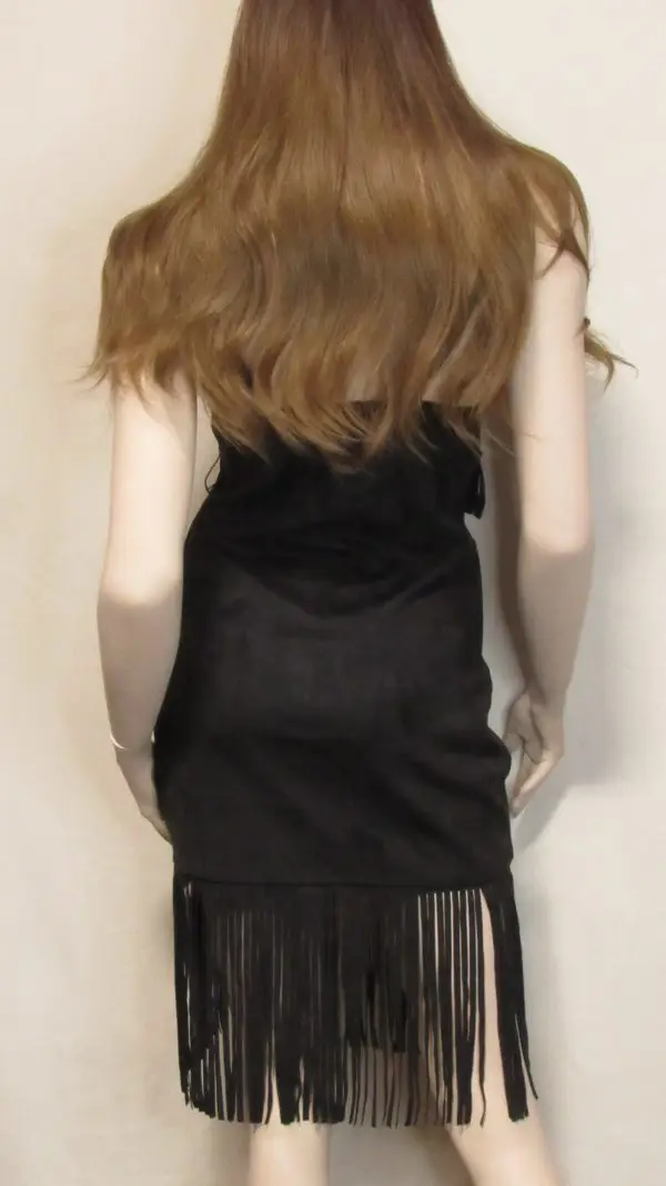 Vestido de Brabas Gamuza Bordado con Flores Negro - Imagen 2